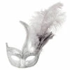 LOUP VENISE ARGENT (Masque Avec Plumes) -FêteMagique Soldes 00220