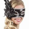 LOUP FLEUR NOIRE STRASS (Masque Loup Strass) -FêteMagique Soldes 00289