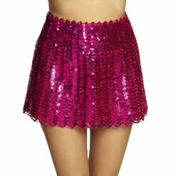 MINI JUPE DISCO FUCHSIA (Taille M - Sequins Et Stretch)