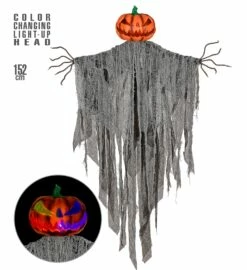 ÉPOUVANTAIL CITROUILLE (Décoration Son Et Lumière) Taille 152 Cm