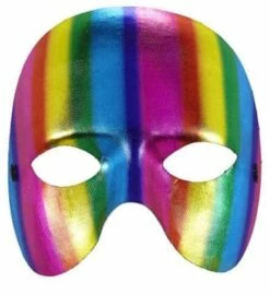 MASQUE ARC EN CIEL MÉTAL (Masque Parade - Gay Pride) Masque Sans Menton