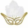 LOUP BLANC A PLUMES (Dorures, Plumes Blanches) -FêteMagique Soldes 03656 nc 03656 a