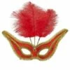 LOUP ROUGE A PLUMES (Dorures, Plumes Rouges) -FêteMagique Soldes 03657 nc 03657 a