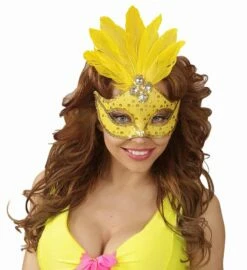 LOUP BRÉSILIEN JAUNE FLUO (Masque Et Plumes Néon)