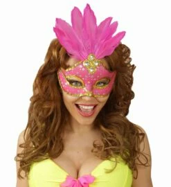 LOUP BRÉSILIEN ROSE FLUO (Masque Et Plumes Néon)