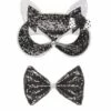 Loup Chat Et Nœud Papillon (Masque Chat Gris Brillant) -FêteMagique Soldes 04137 nc 04137 a