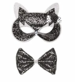 Loup Chat Et Nœud Papillon (Masque Chat Gris Brillant)