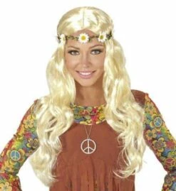 PERRUQUE HIPPIE FEMME (Bandeau Et Marguerites) Perruque Blonde - En Sachet
