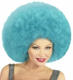 PERRUQUE AFRO TURQUOISE (Perruque Afro Extra Volume) Top Qualité - En Sachet