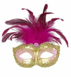 LOUP ROYAL A PLUMES (Masque Doré Et Strass)