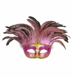 MASQUE COMTESSE ROSE (Brillant, Plumes Et Strass)