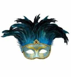 MASQUE COMTESSE BLEU (Brillant, Plumes Et Strass)