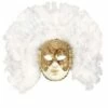 MASQUE FIDELIO DE LUXE (Masque à Plumes Blanches) Carnaval De Venise -FêteMagique Soldes 04731 nc 04731 a