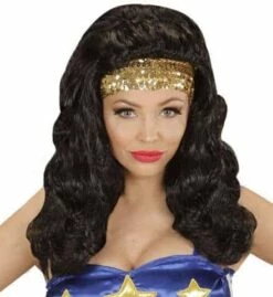 PERRUQUE SUPER WOMAN (Avec Bandeau A Sequins) Perruque En Boite