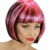 PERRUQUE FASHION STRIÉE (Bicolore Noire Et Rose) Perruque En Sachet -FêteMagique Soldes 04953 nc 04953 a