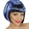 PERRUQUE FASHION STRIÉE (Bicolore Noire Et Bleue) Perruque En Sachet -FêteMagique Soldes 04954 nc 04954 a