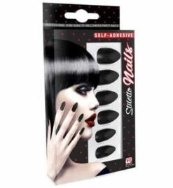 SET FAUX ONGLES STILETTO (Ongles Noirs Auto Adhésifs) Pack De 12 Faux Ongles