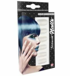 SET FAUX ONGLES BLANCS (Auto Adhésifs Iridescents) Pack De 12 Faux Ongles