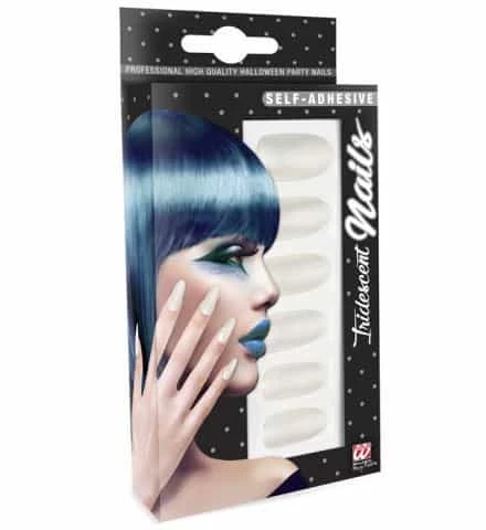 SET FAUX ONGLES BLANCS (Auto Adhésifs Iridescents) Pack De 12 Faux Ongles 3 SET FAUX ONGLES BLANCS (Auto Adhésifs Iridescents) Pack De 12 Faux Ongles