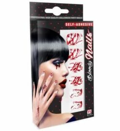 FAUX ONGLES AVEC SANG (Faux Ongles Auto Adhésifs) Pack De 12 Faux Ongles