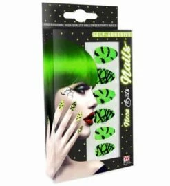 ONGLES CHAUVE SOURIS (Ongles Néon Auto Adhésifs) Pack De 12 Faux Ongles