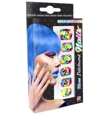 FAUX ONGLES PATCHWORK (Ongles Néon Auto Adhésifs) Pack De 12 Faux Ongles 3 FAUX ONGLES PATCHWORK (Ongles Néon Auto Adhésifs) Pack De 12 Faux Ongles