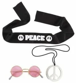 SET DE HIPPIE 3 PIÈCES (Bandeau, Lunettes, Collier)