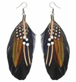 BOUCLES D'OREILLES INDIEN (Plumes Et Perles)