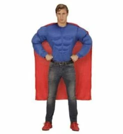 SUPER HÉROS MUSCLÉ (Chemise Muscles + Cape) Tailles Adultes - Démo Vidéo