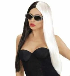 PERRUQUE DE CRUELLA (Perruque Noire Et Blanche) En Sachet