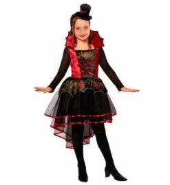 COSTUME FILLE VAMPIRE (Robe Avec Mini Chapeau) Tailles Enfants De 5 à 13 Ans