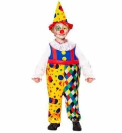 COSTUME PETIT CLOWN (Combinaison Avec Chapeau) Tailles Enfants 2 à 5 Ans