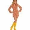 ROBE GROOVY ANNÉES 70 (Motifs Losanges Oranges) Tailles Adultes - Démo Vidéo -FêteMagique Soldes 0885 nc 0885 a
