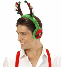 CACHE OREILLES RENNE NOEL (Serre Tête + Cache Oreilles) -FêteMagique Soldes 09660 b