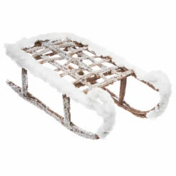 LUGE ENNEIGÉE EN BOIS (Longueur 37.5 Cm) Décoration De Noel