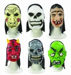 MASQUES HALLOWEEN (Masques Souples Adultes) Avec Capuches - 6 Modèles