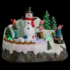 ENFANTS SOUS LA NEIGE (Avec Bonhomme De Neige) Décoration Lumineuse