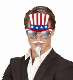SET ONCLE SAM USA (Lunettes+barbes+moustaches) Avec Chapeau USA