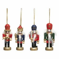 SOLDAT CASSE-NOISETTE (Boite 4 Soldats En Bois) Taille 8 Cm - à Suspendre