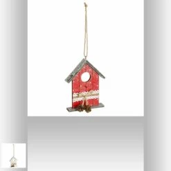 MAISON EN BOIS DÉCO (Décoration De Noel 13 Cm Rouge Ou Blanche)