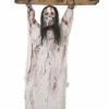 SQUELETTE ZOMBIE PENDU (Décoration Son Et Lumière) Pendu à Une Planche - 160 Cm