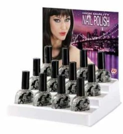 VERNIS A ONGLES BRILLANT (Paillettes Argentées - 7 Ml) Présentoir 12 Vernis