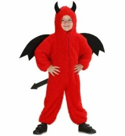 PETIT DIABLE FUZZY (Combinaison à Capuche) Taille Unique 2-3 Ans