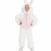 PETIT LAPIN BLANC FUZZY (Combinaison à Capuche) Taille Enfant 2/3 Ans