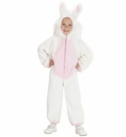 PETIT LAPIN BLANC FUZZY (Combinaison à Capuche) Taille Enfant 2/3 Ans