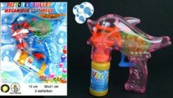 PISTOLET A BULLES & LED (Pistolet Dauphin - 2 Coloris) Mécanique Et Lumineux