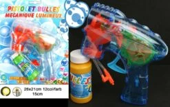 PISTOLET A BULLES A LED (Pistolet 15 Cm - 2 Coloris) Mécanique Et Lumineux