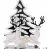 CENTRE DE TABLE DE NOEL (Rennes Et Sapin 20 Cm) Blanc Et Noir - Effet Miroir -FêteMagique Soldes 22353 044961400 2211 25022022