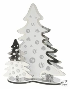 CENTRE DE TABLE DE NOEL (Sapins De Noël Déco 20 Cm) Blanc Et Noir - Effet Miroir