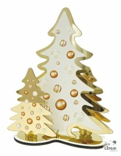 CENTRE DE TABLE DE NOEL (Sapins De Noël Déco 20 Cm) Couleur Or - Effet Miroir